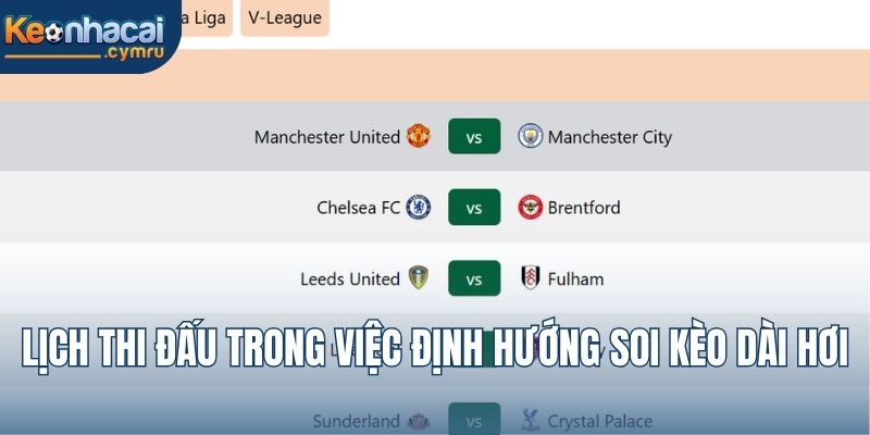 Lịch thi đấu trong việc định hướng soi kèo dài hơi